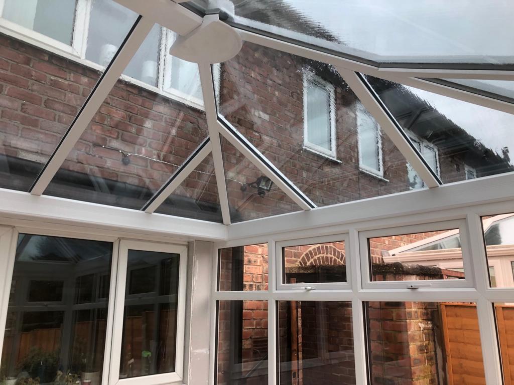 Clear glass conservatory
