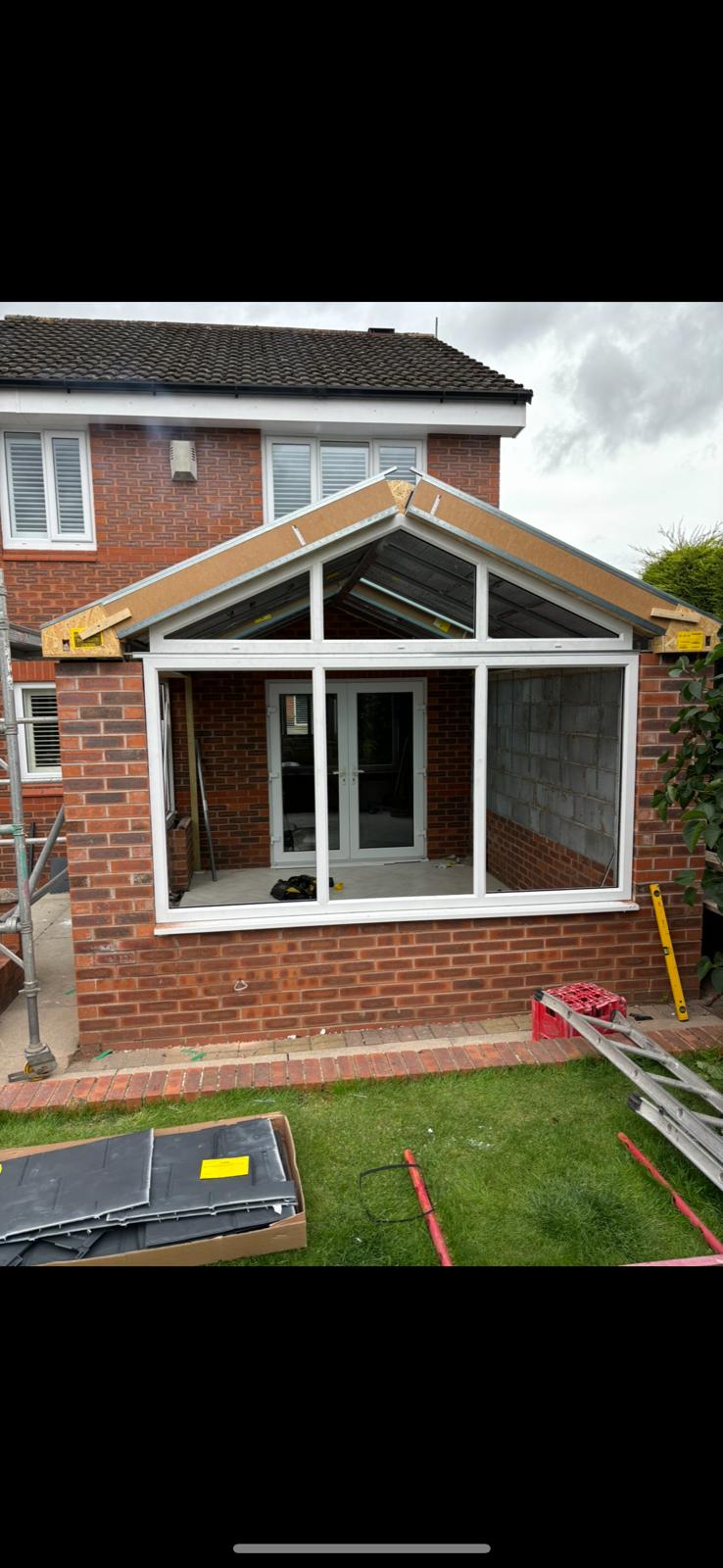 Canopy with pitched roof